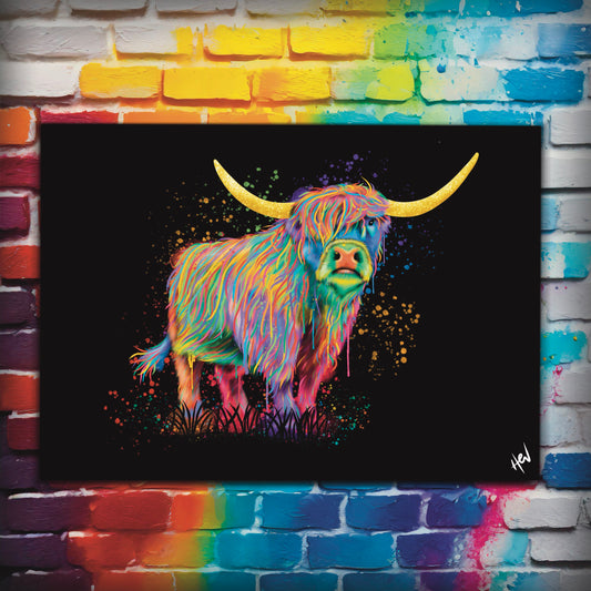 Heavenly Highland Cow Giclee Digital Print