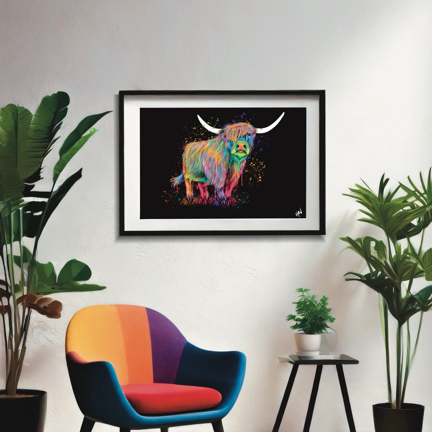 Heavenly Highland Cow Giclee Digital Print