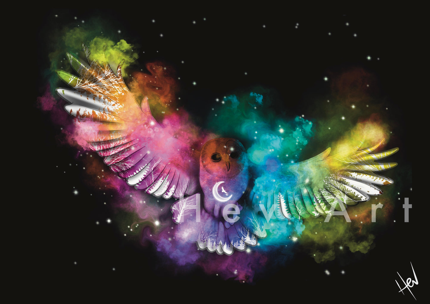 Owl of the Cosmos Giclee Digital Print