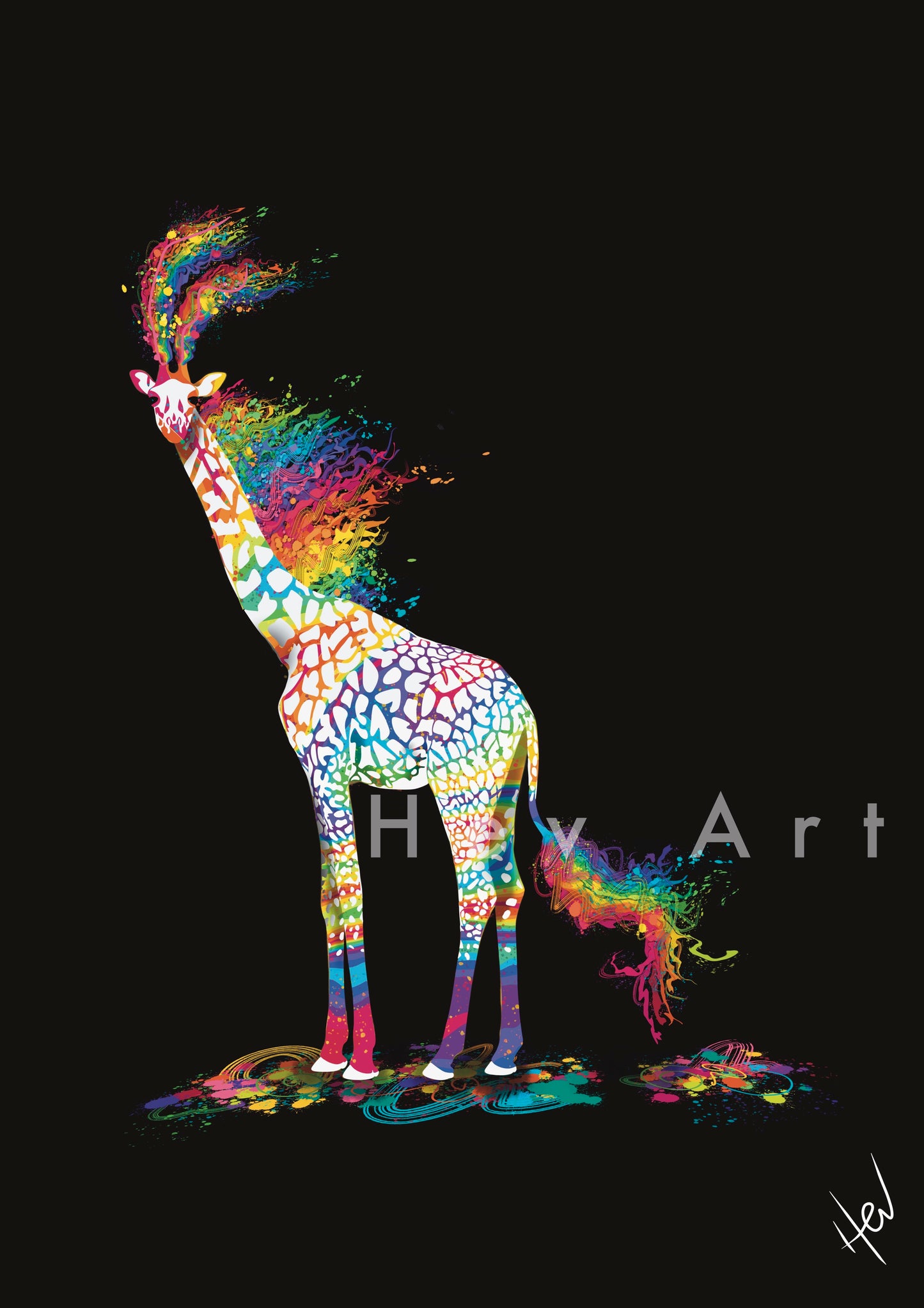 Glamorous Giraffe Giclee Digital Print